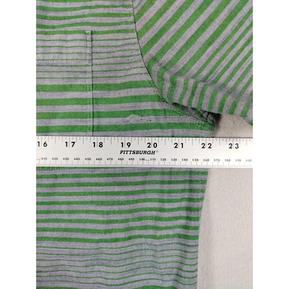 The North Face‎ Shirt Mens Large Green Stripe Short Sleeve Button Up Gorpcore